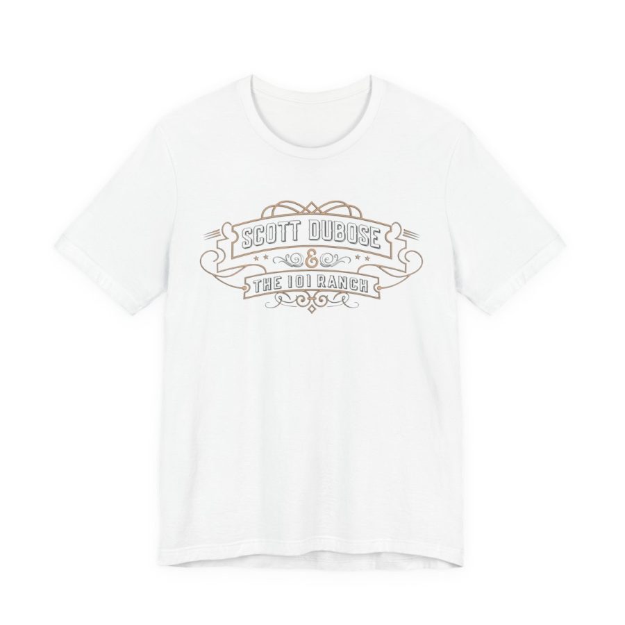 White t-shirt with the Scott DuBose and The 101 Ranch logo on the chest